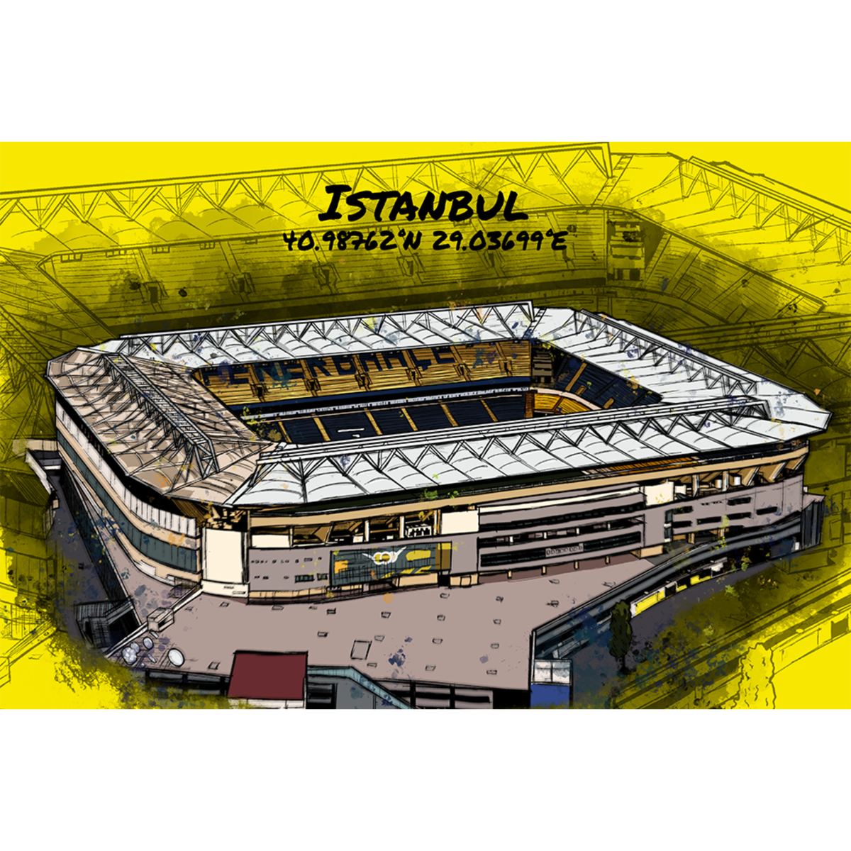 Stadion Poster Istanbul Art Print - Stadtteil Kadıköy, Istanbul