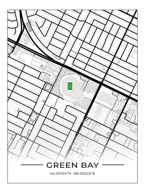 Football Stadion Map Poster Green Bay