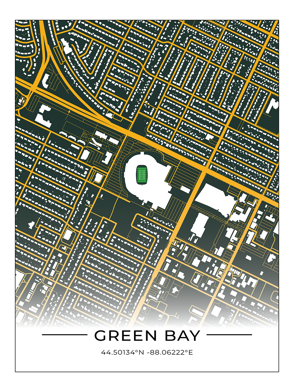 Football Stadion Map Poster Green Bay