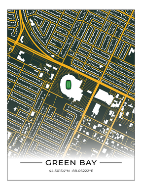 Football Stadion Map Poster Green Bay