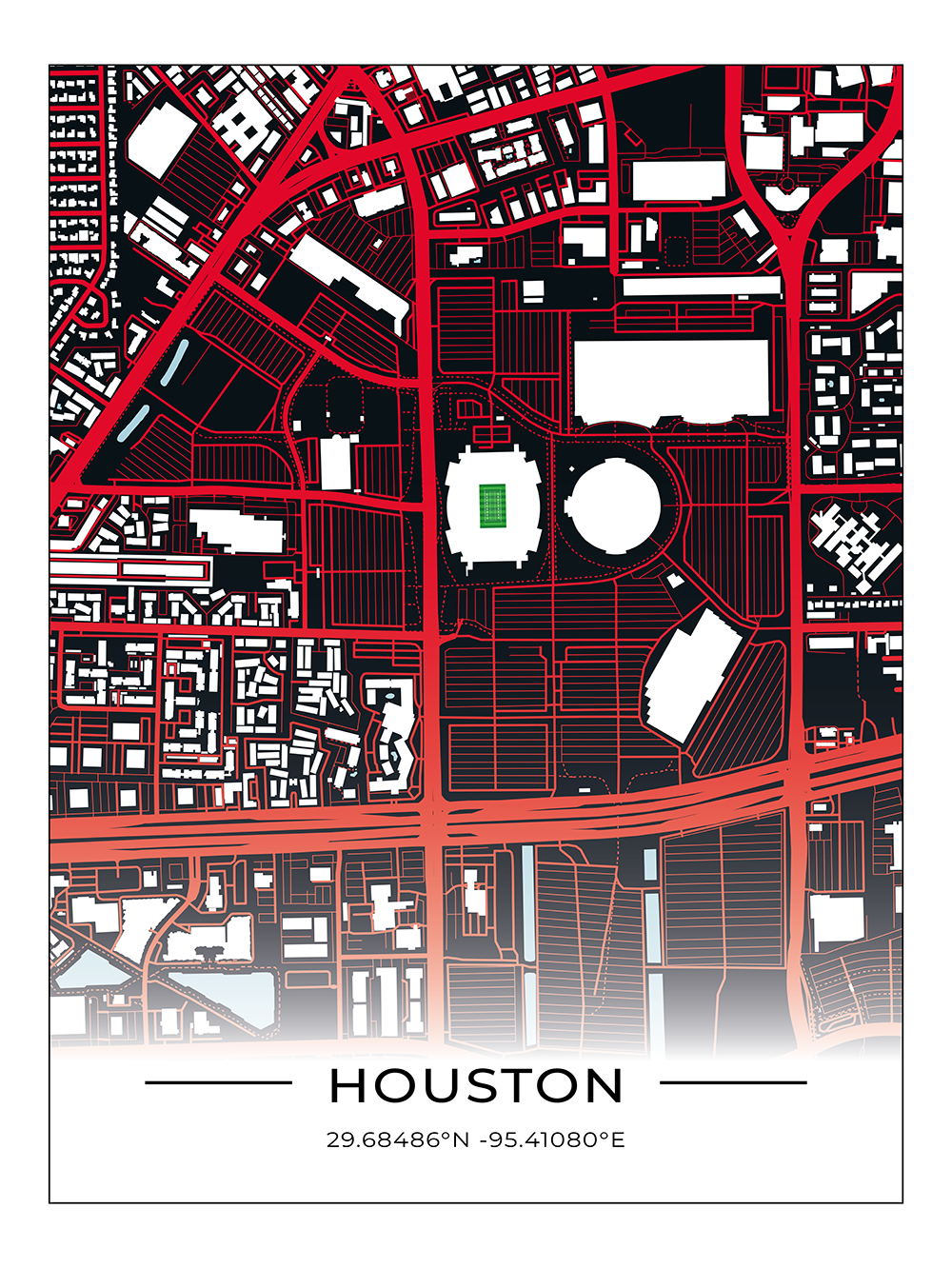 Football Stadion Map Poster Houston