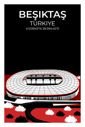 Stadion Illustration Poster Beşiktaş Istanbul