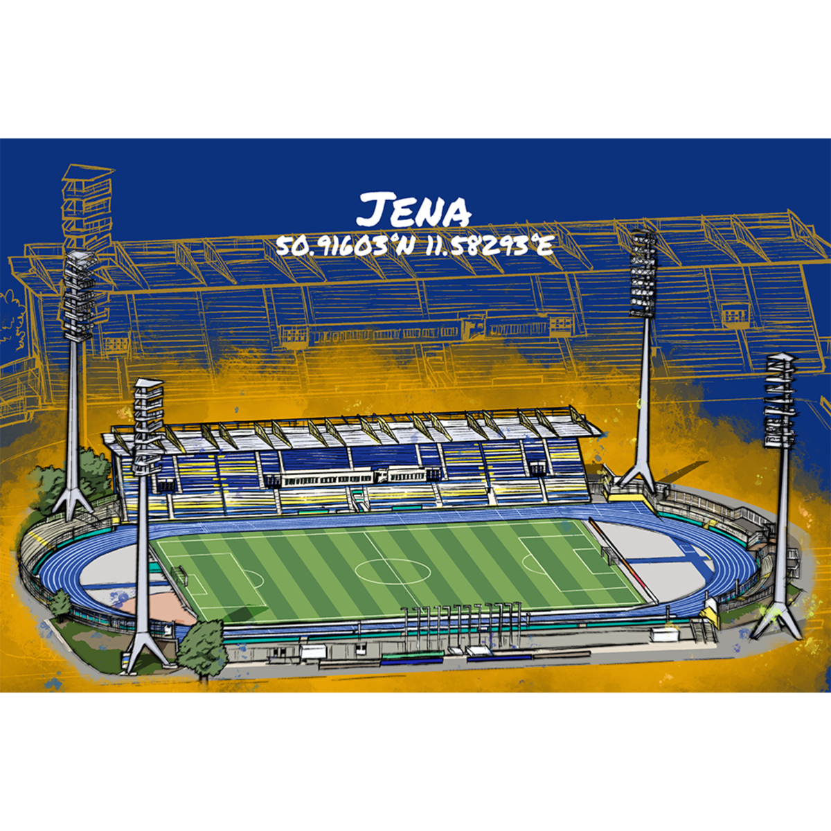 Stadion Poster Jena Art Print - Altes Stadion