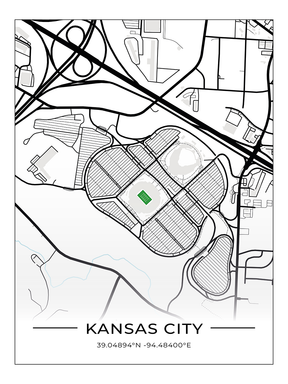 Football Stadion Map Poster Kansas City