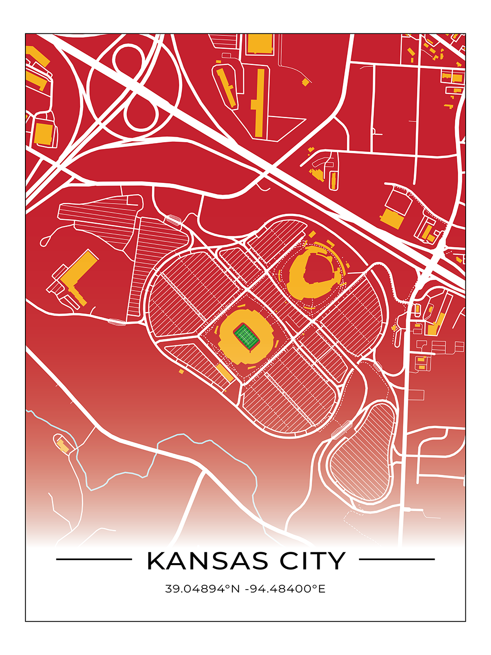 Football Stadion Map Poster Kansas City
