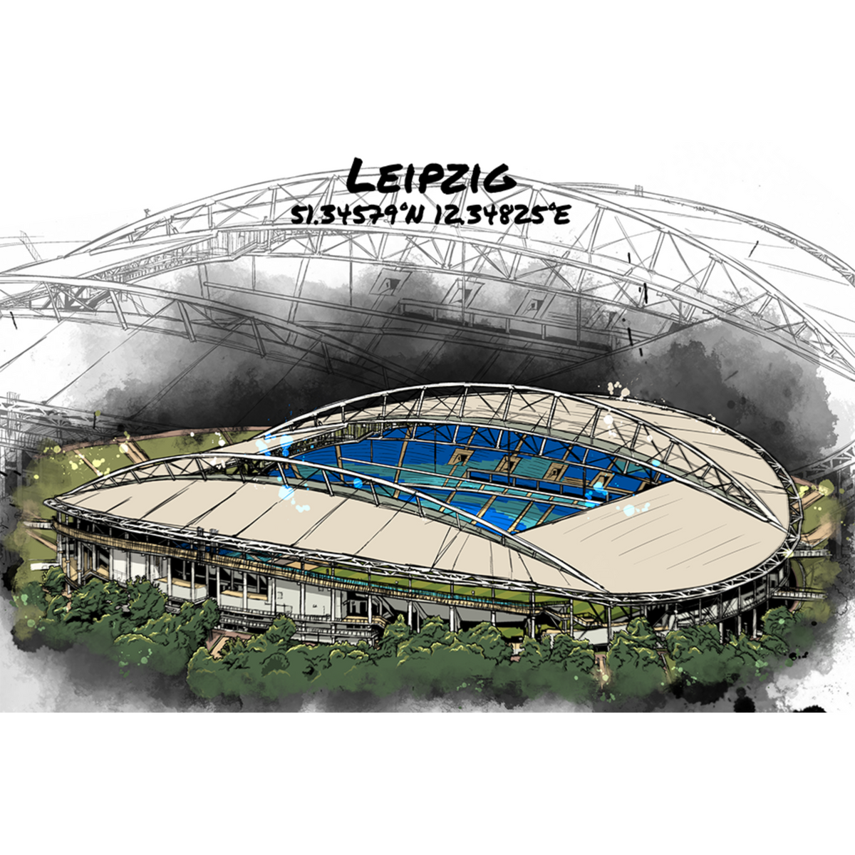 Stadion Poster Leipzig Art Print