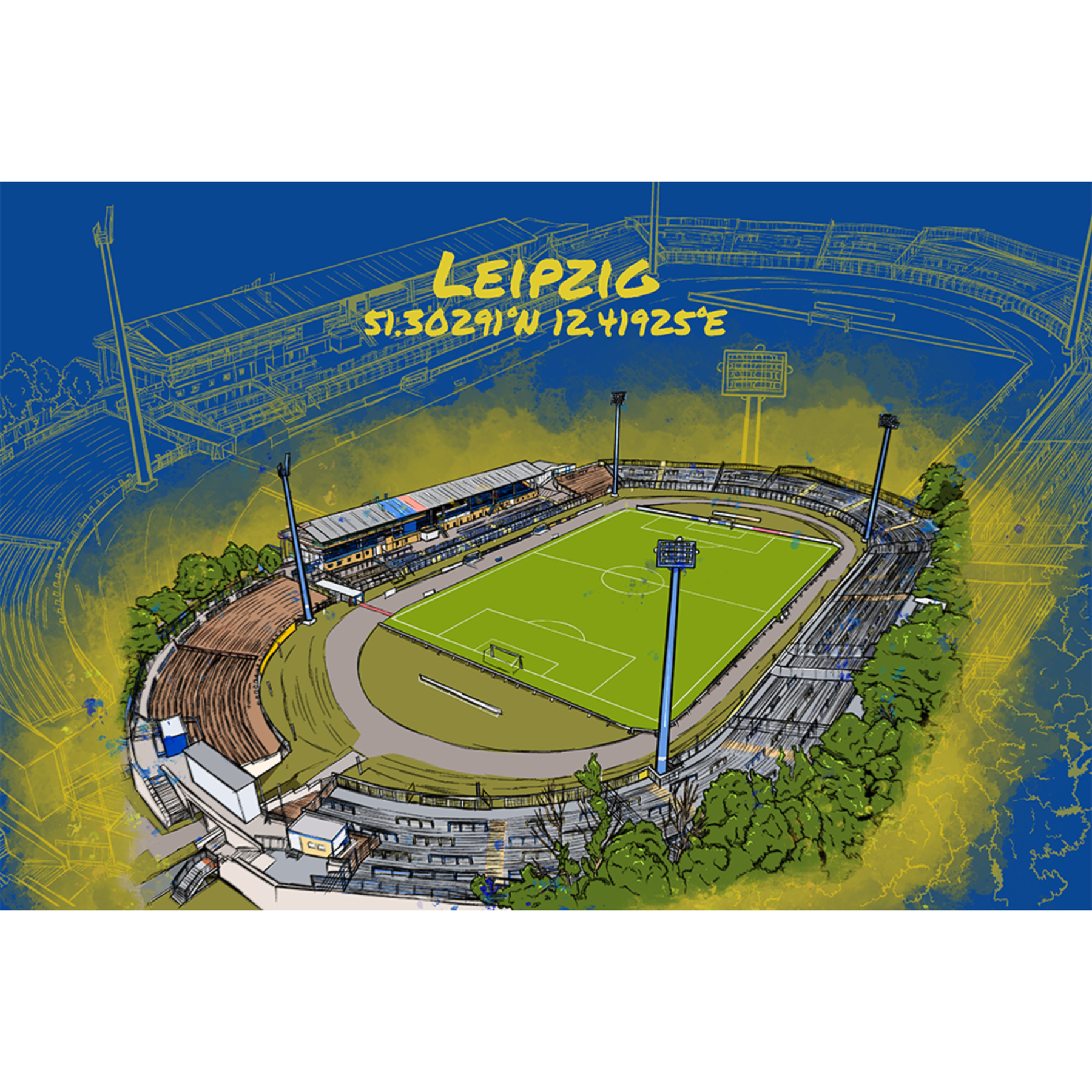 Stadion Poster Leipzig Art Print | Bruno-Plache-Stadion