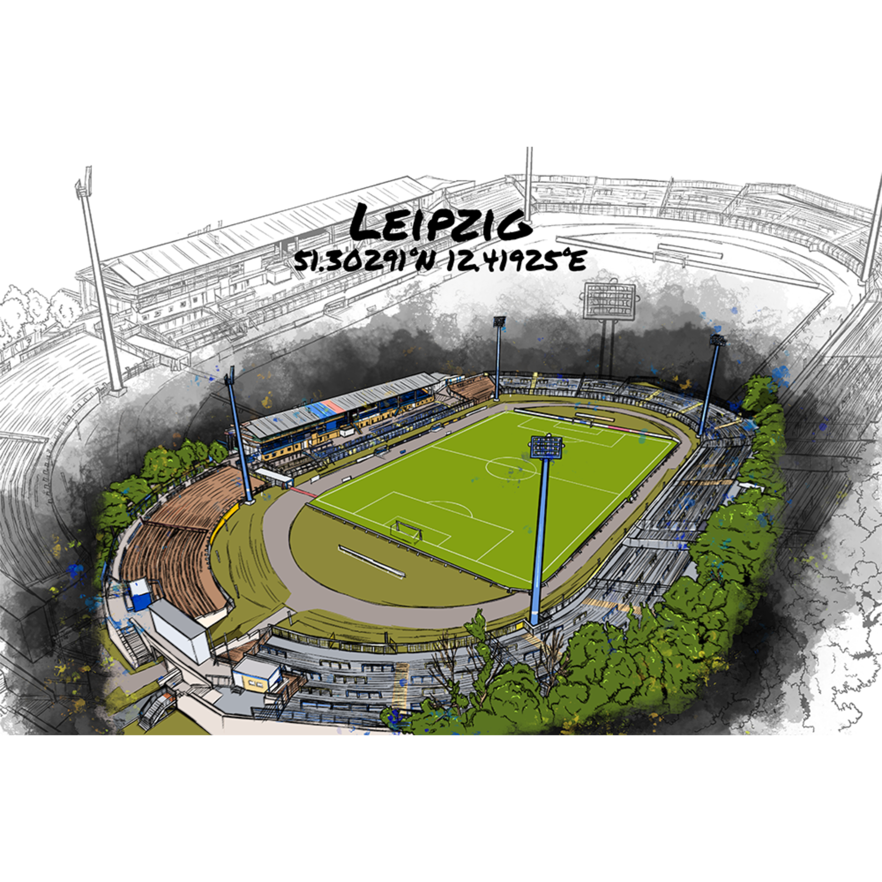 Stadion Poster Leipzig Art Print | Bruno-Plache-Stadion