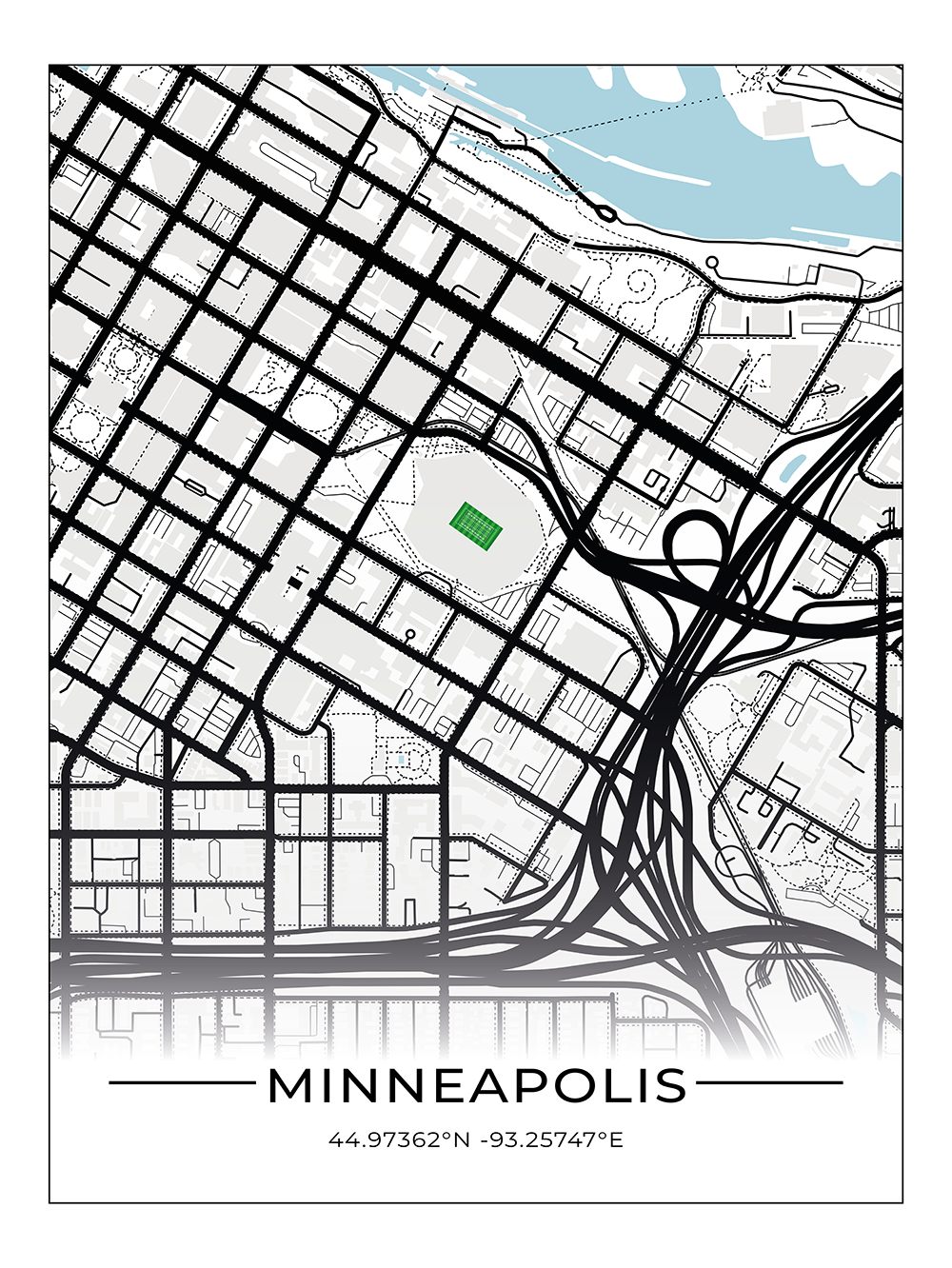 Football Stadion Map Poster Minneapolis