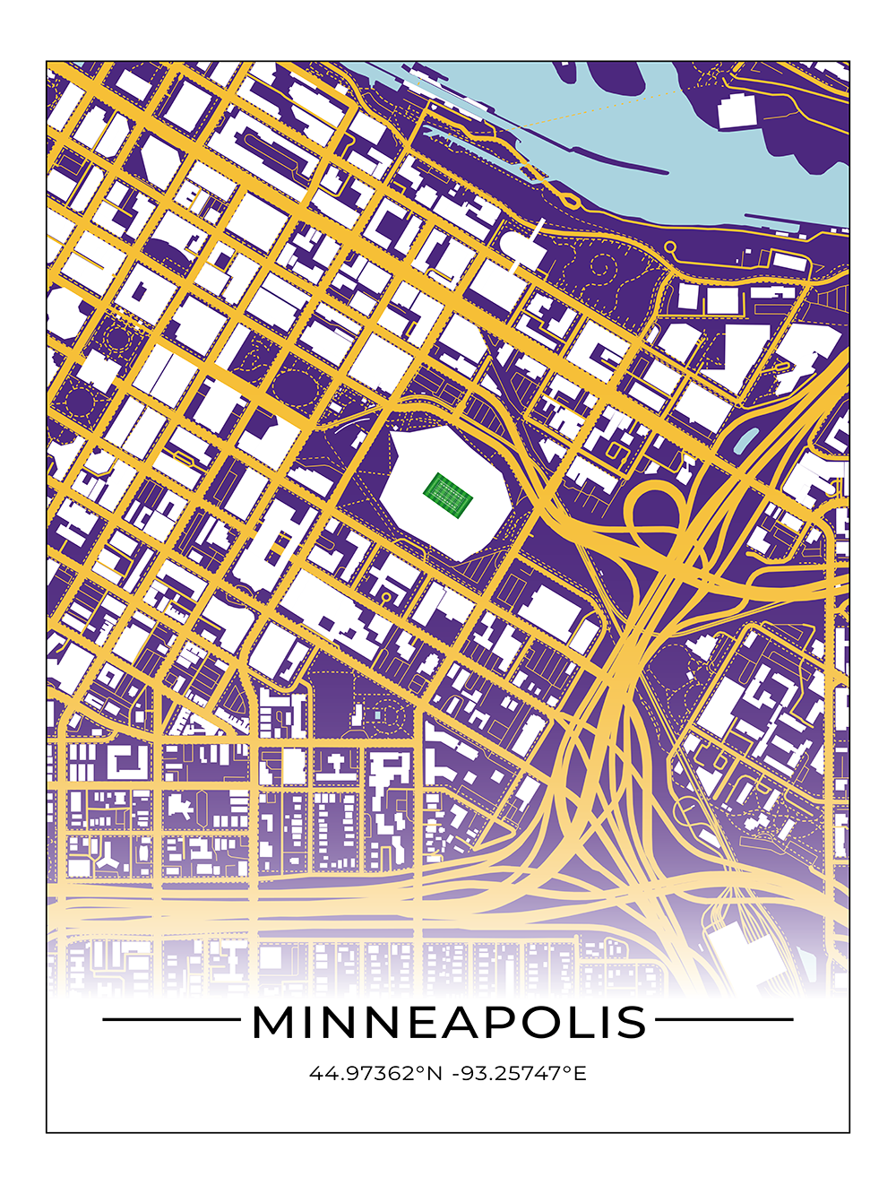 Football Stadion Map Poster Minneapolis