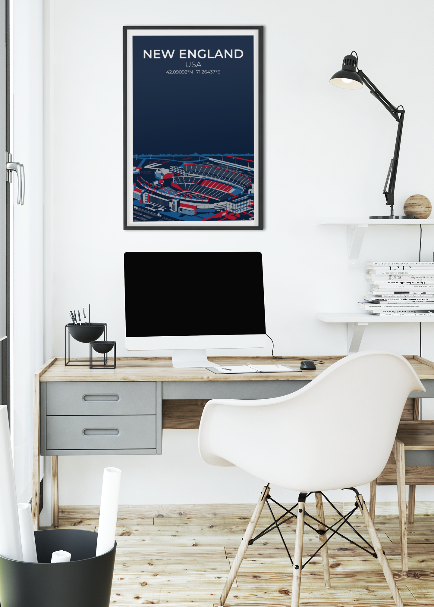 Stadion Illustration Poster New England