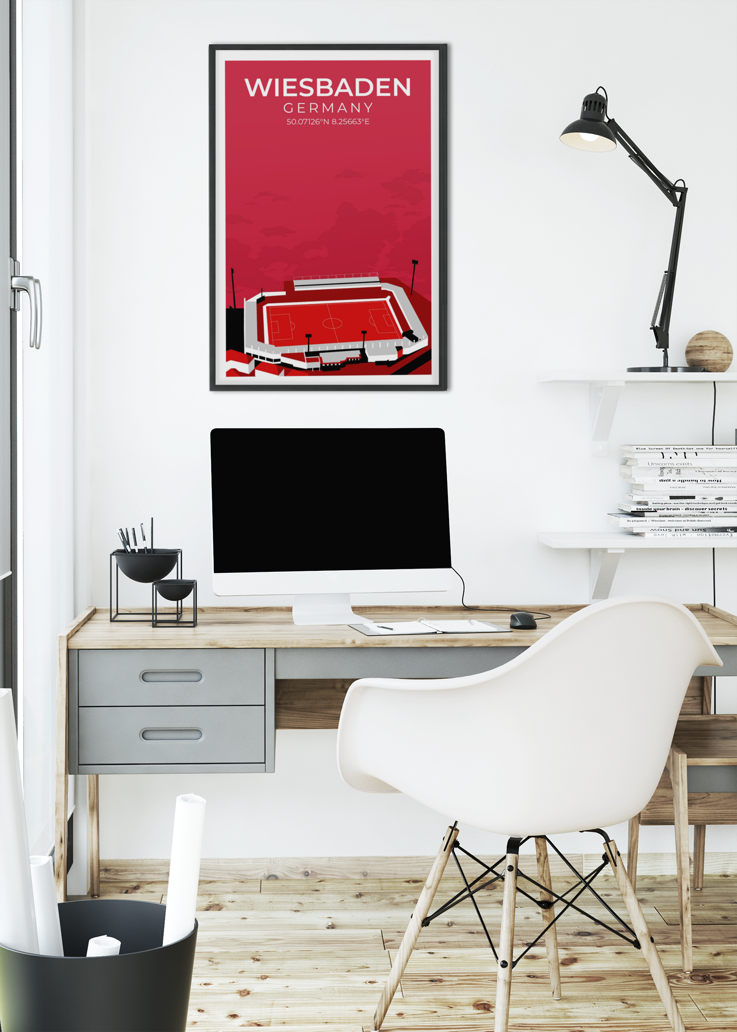 Stadion Illustration Poster Wiesbaden