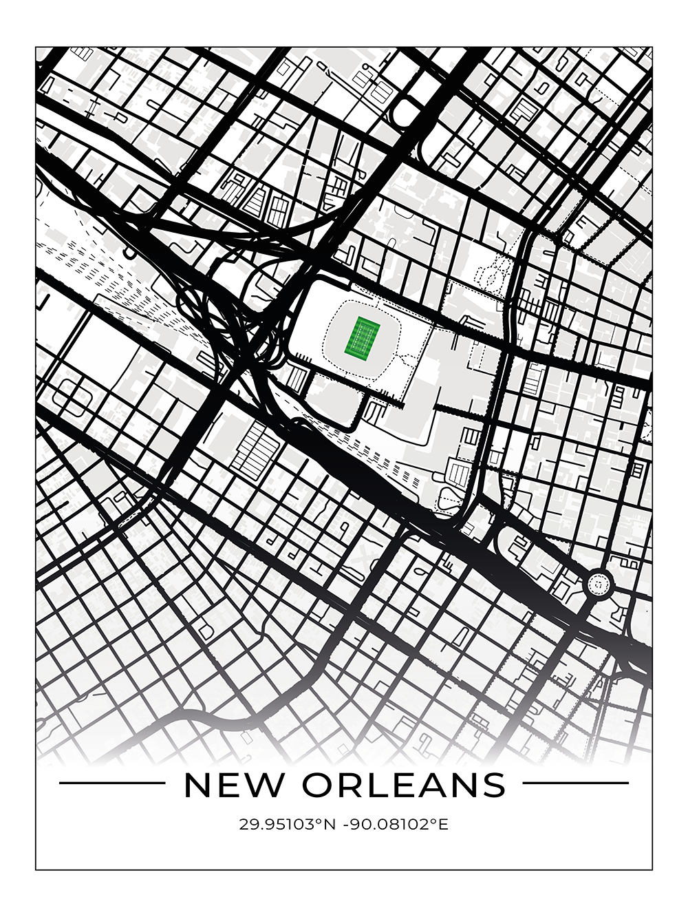 Football Stadion Map Poster New Orleans