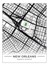 Football Stadion Map Poster New Orleans