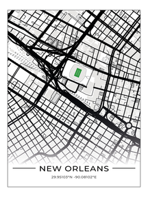 Football Stadion Map Poster New Orleans