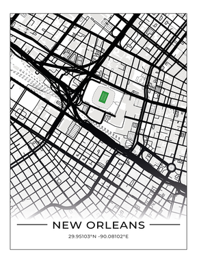 Football Stadion Map Poster New Orleans