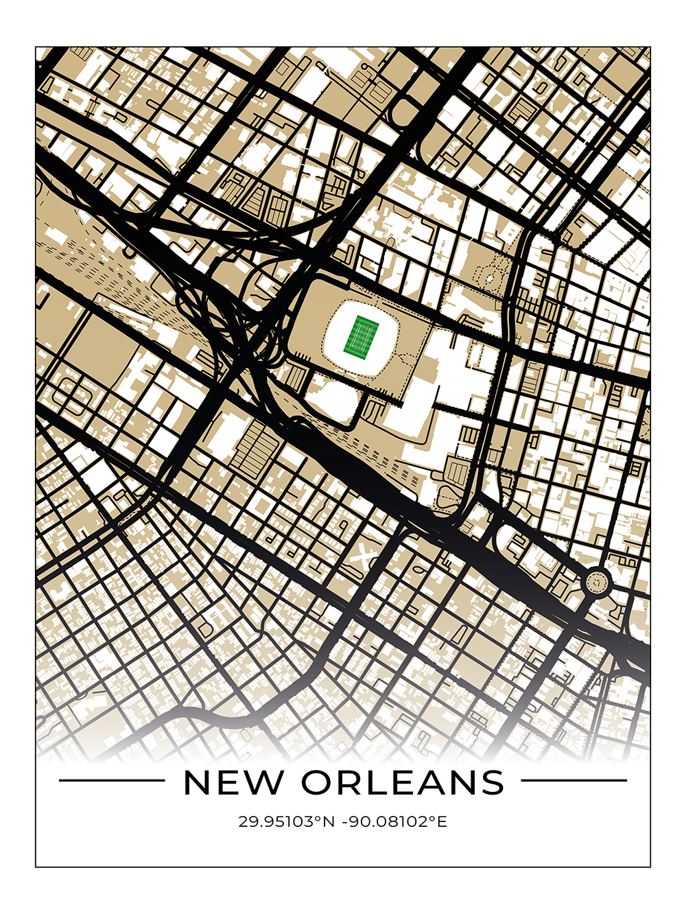 Football Stadion Map Poster New Orleans
