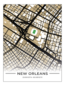Football Stadion Map Poster New Orleans
