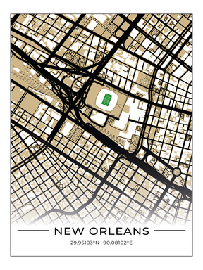 Football Stadion Map Poster New Orleans