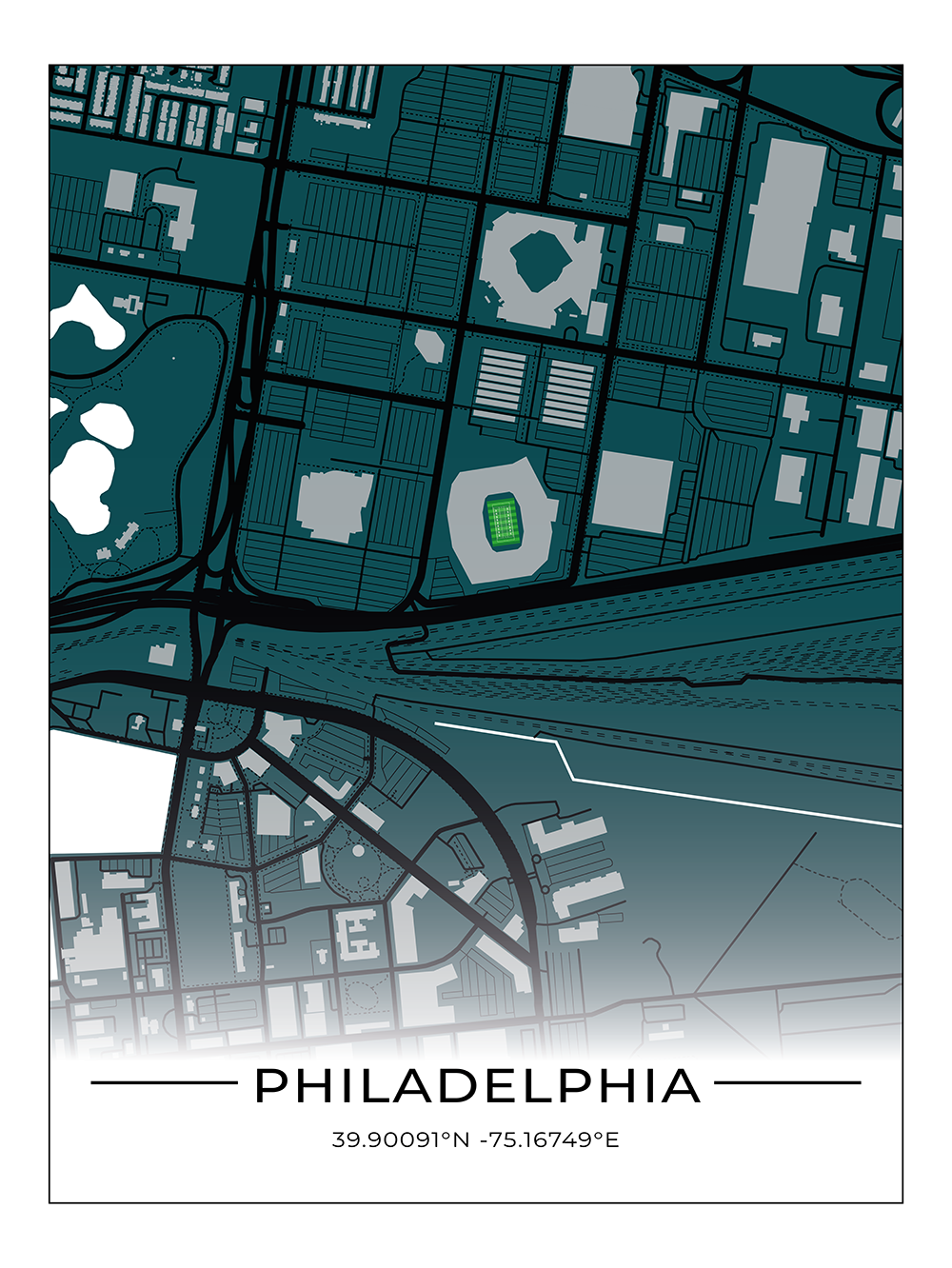 Football Stadion Map Poster Philadelphia