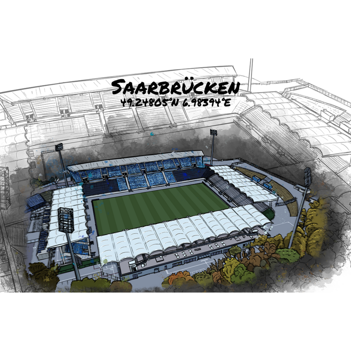 Stadion Poster Saarbrücken Art Print