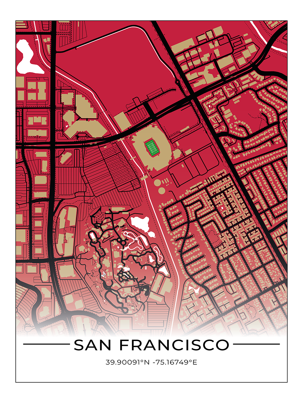 Football Stadion Map Poster San Francisco