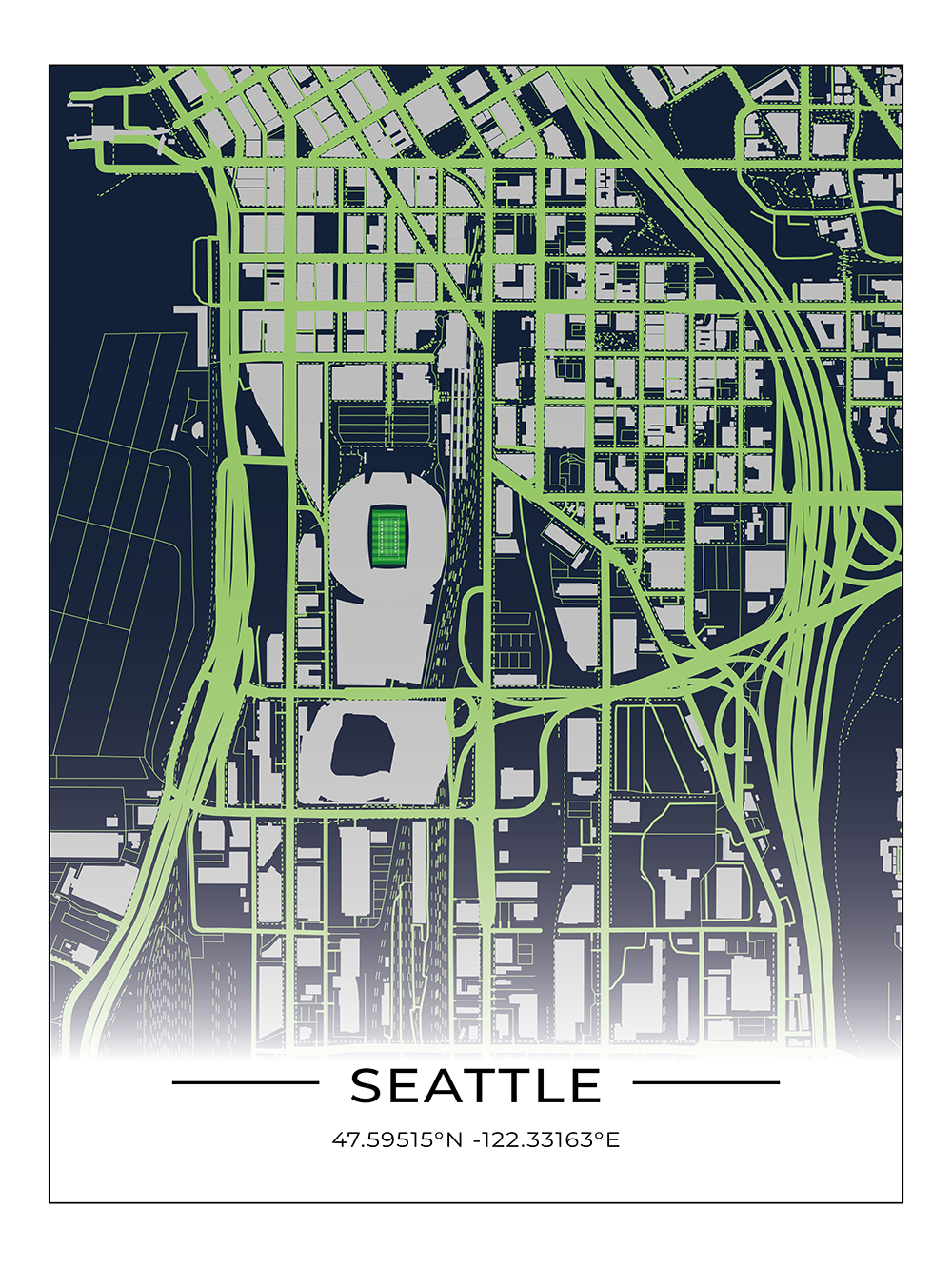 Football Stadion Map Poster Seattle