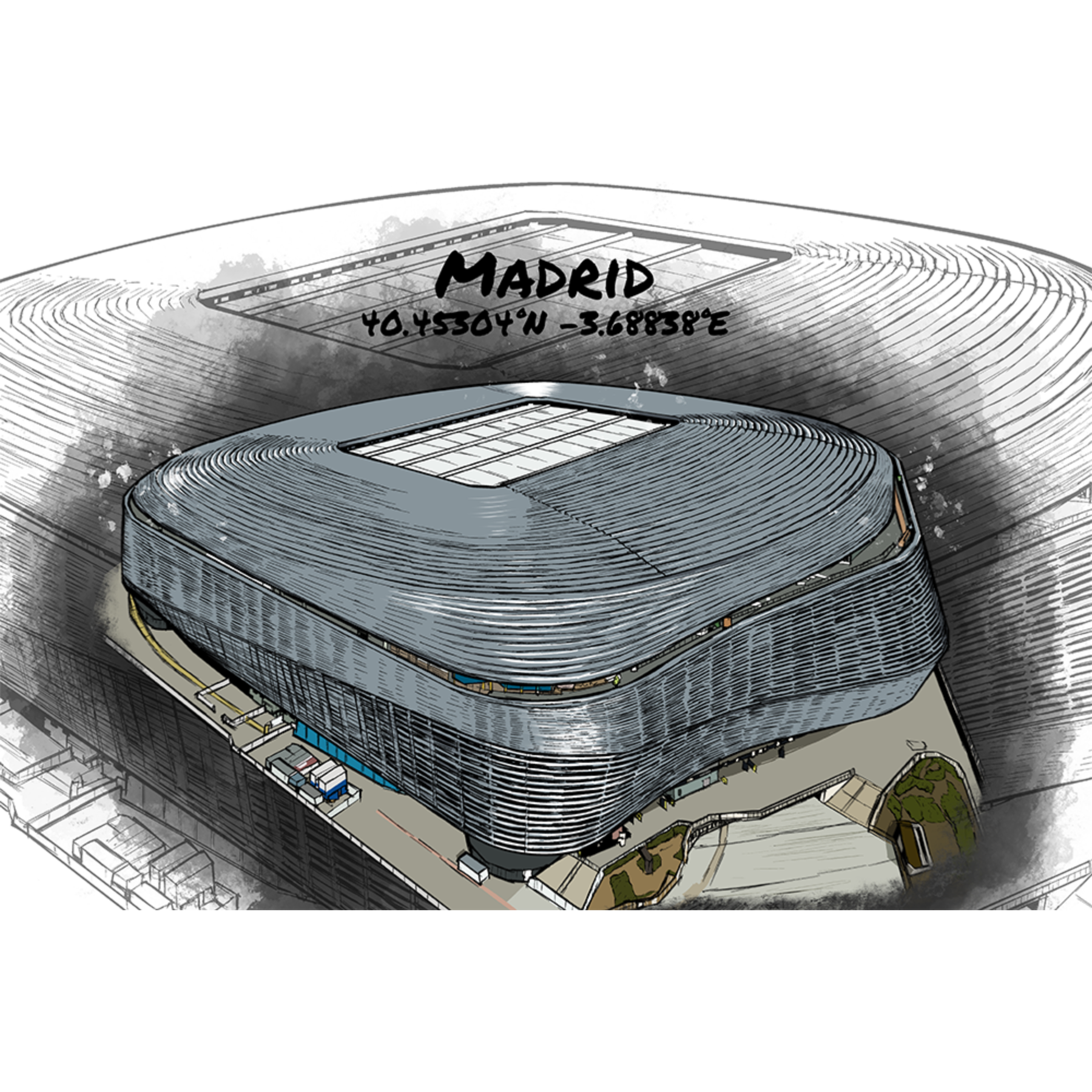 Stadion Poster Madrid Art Print - Nach Umbau