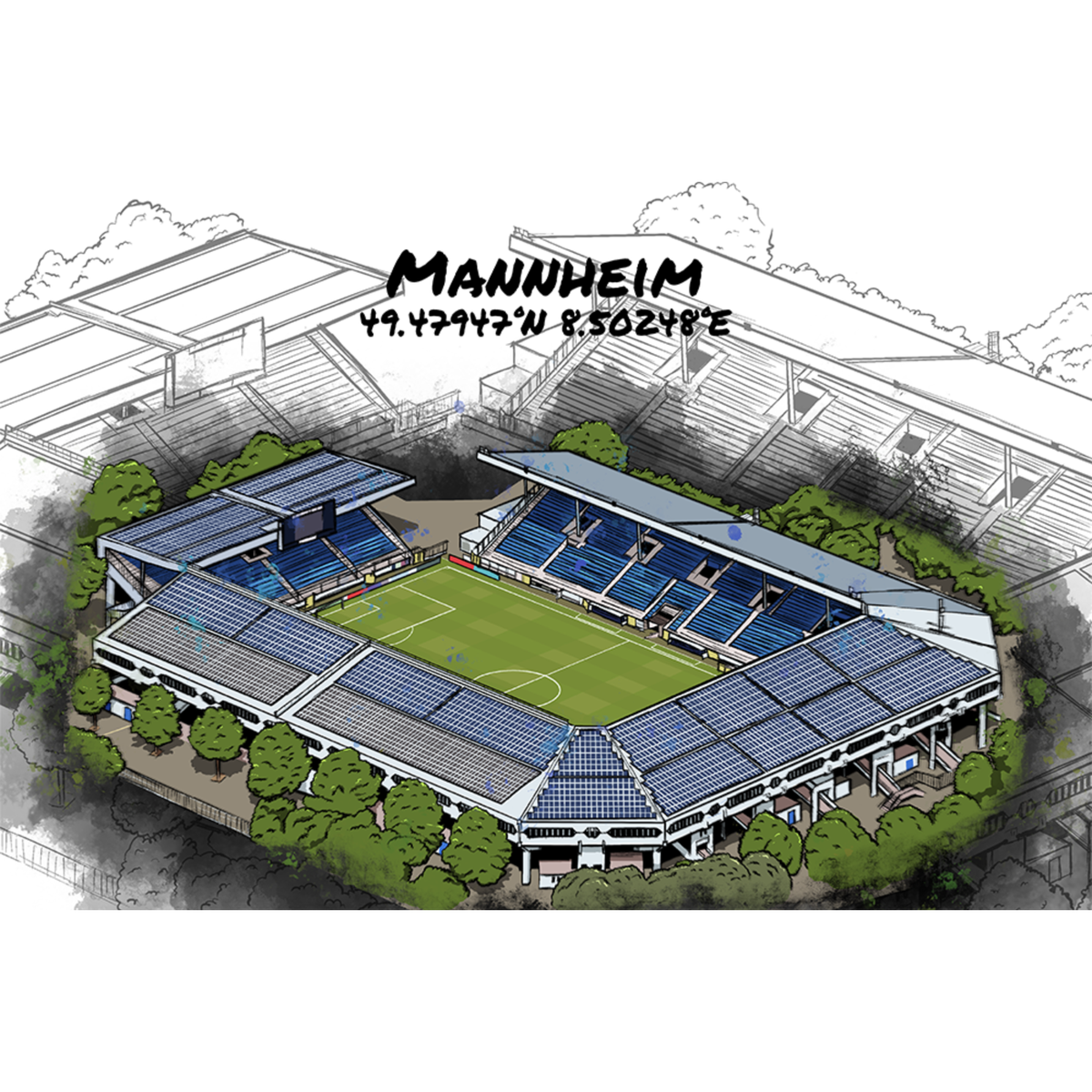 Stadion Poster Mannheim Art Print