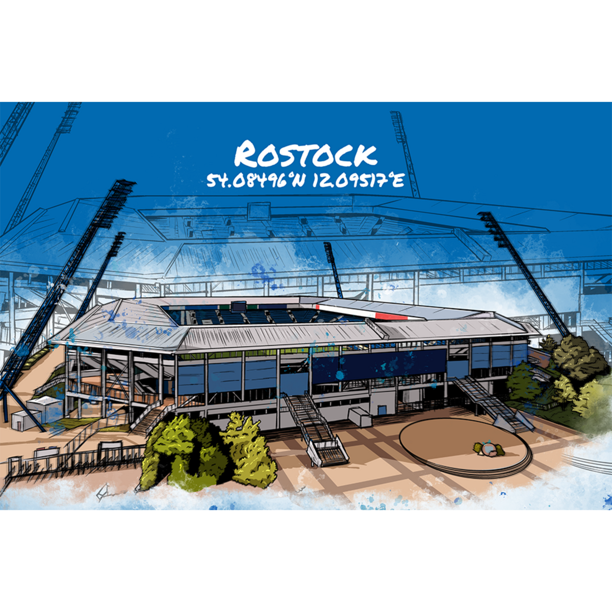 Stadion Poster Rostock Art Print