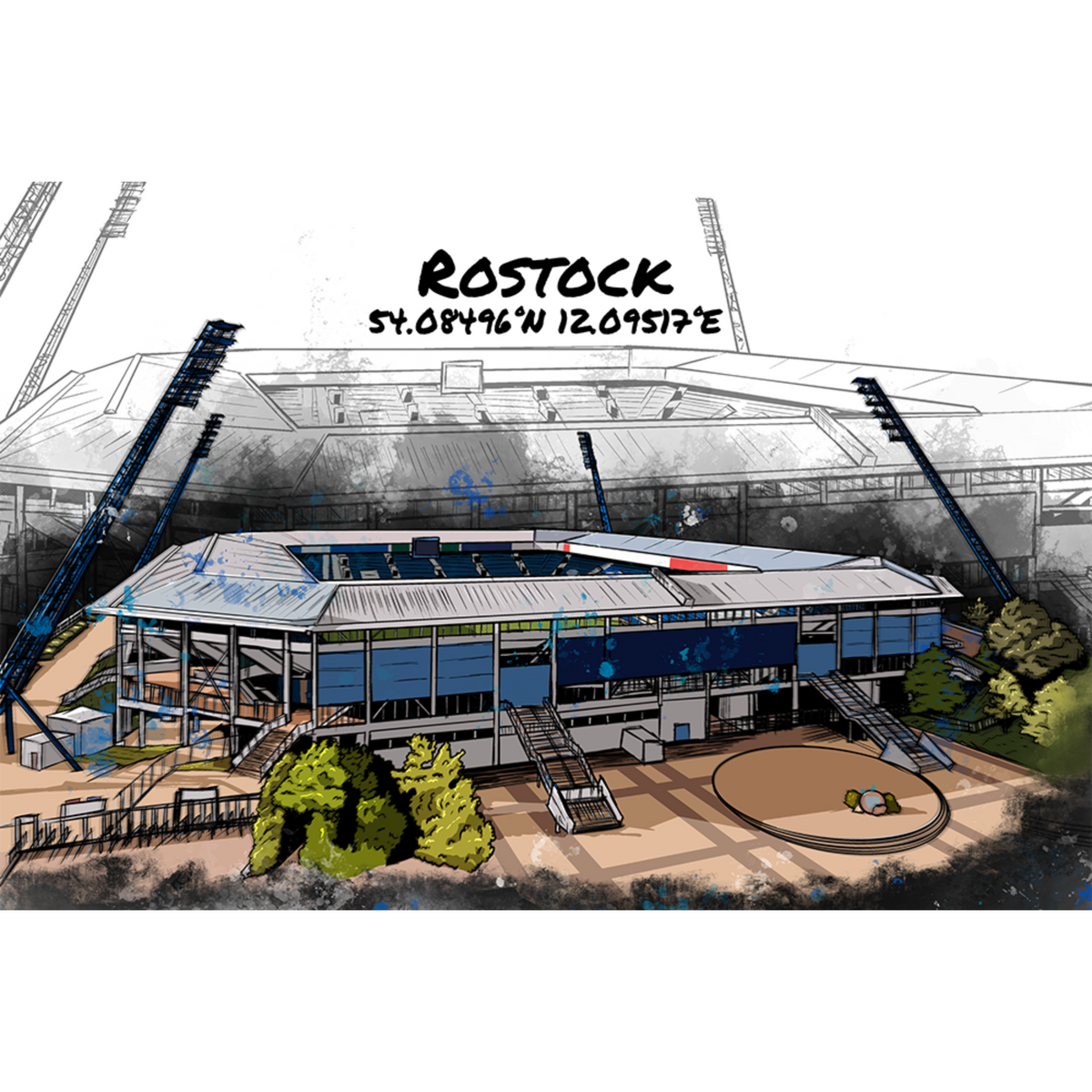 Stadion Poster Rostock Art Print