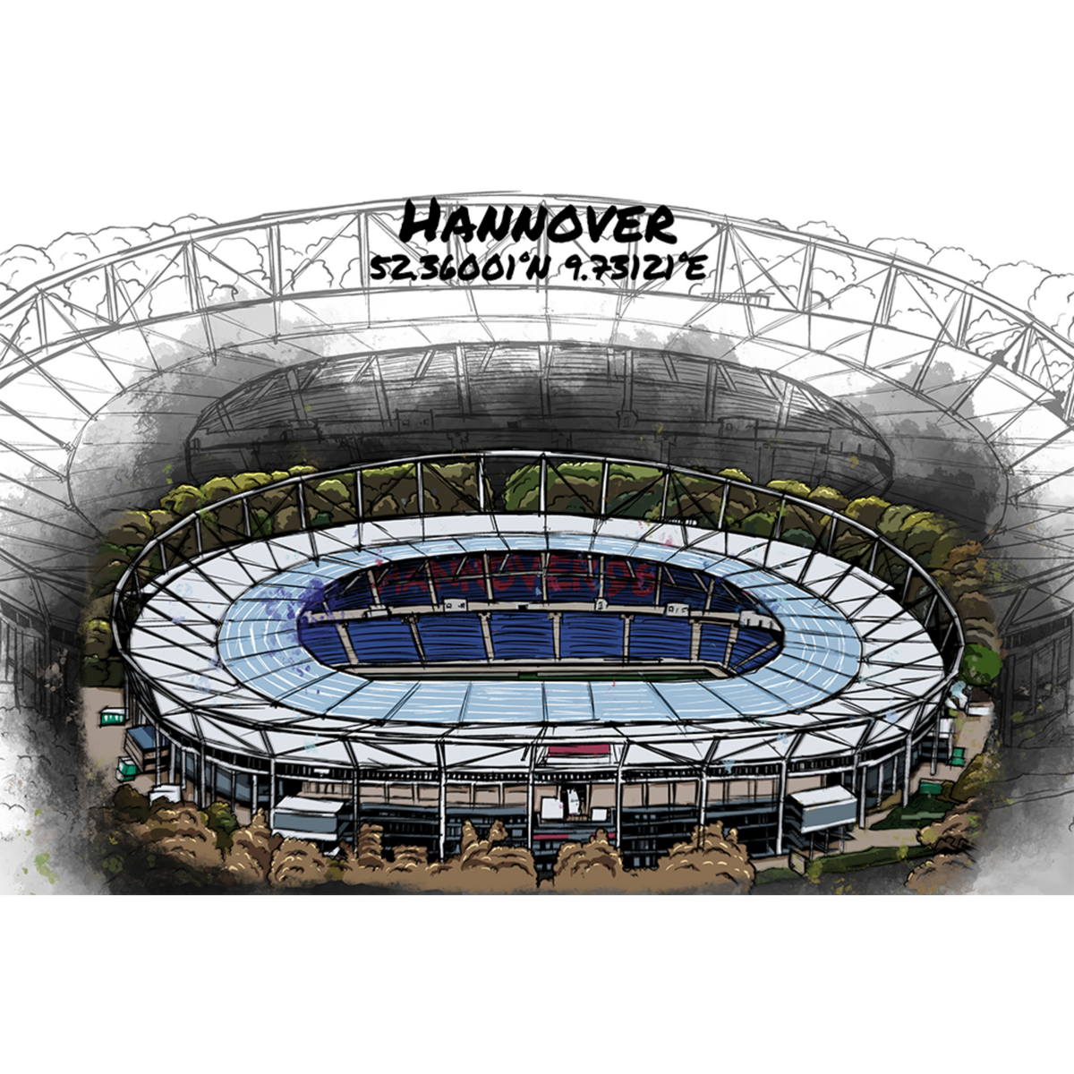 Stadion Poster Hannover Art Print