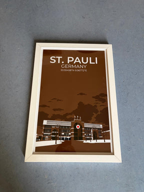 (B-Ware) Stadion Illustration St. Pauli, 35x40 cm mit weißem Rahmen