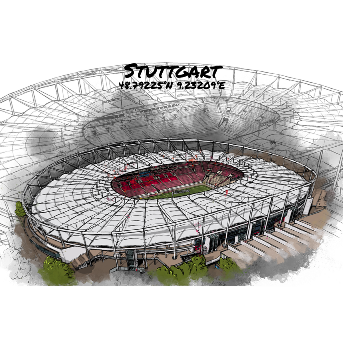 Stadion Poster Stuttgart Art Print