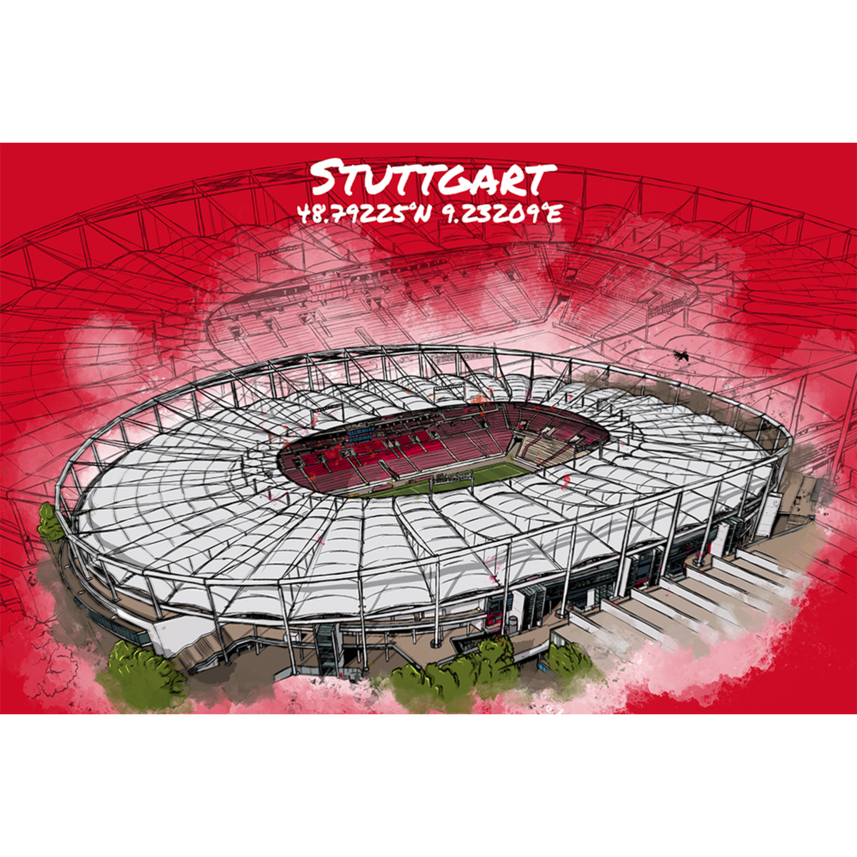 Stadion Poster Stuttgart Art Print