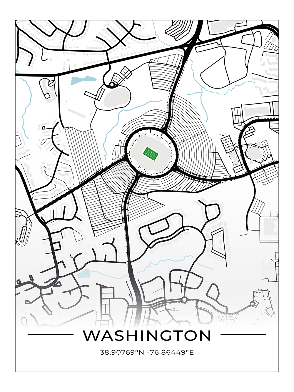 Football Stadion Map Poster Washington