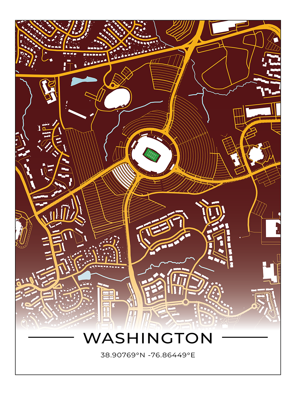 Football Stadion Map Poster Washington