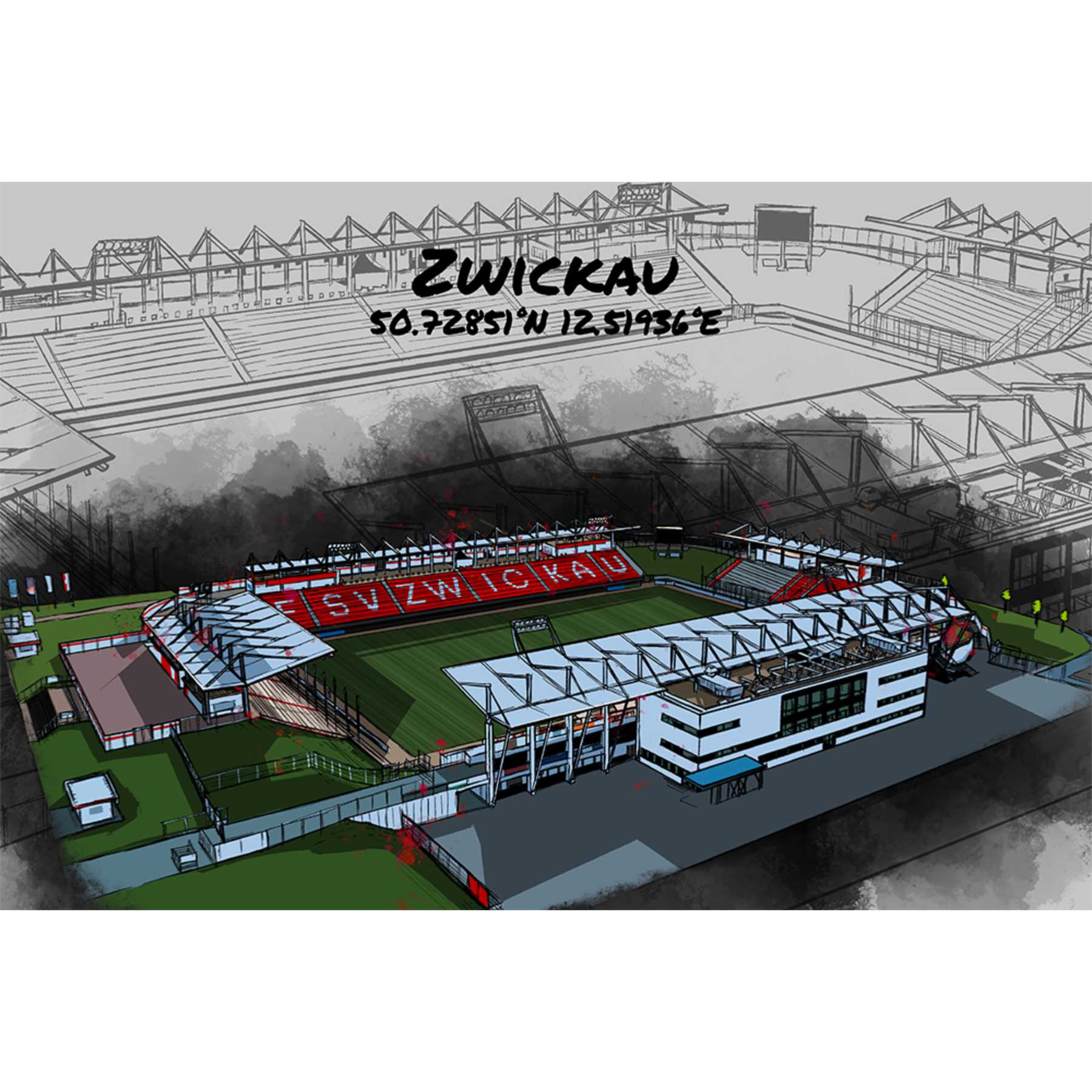 Stadion Poster Zwickau Art Print