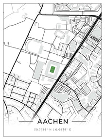 Stadion Poster Aachen, Fußball Karte, Fußball Poster