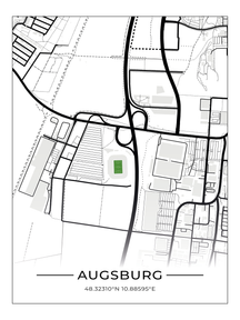 Stadion Poster Augsburg, Fußball Karte, Fußball Poster