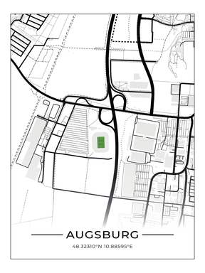 Stadion Poster Augsburg, Fußball Karte, Fußball Poster