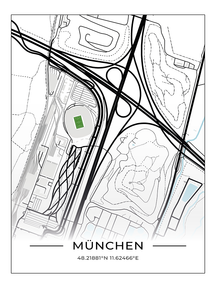 Stadion Poster München, Fußball Karte, Fußball Poster