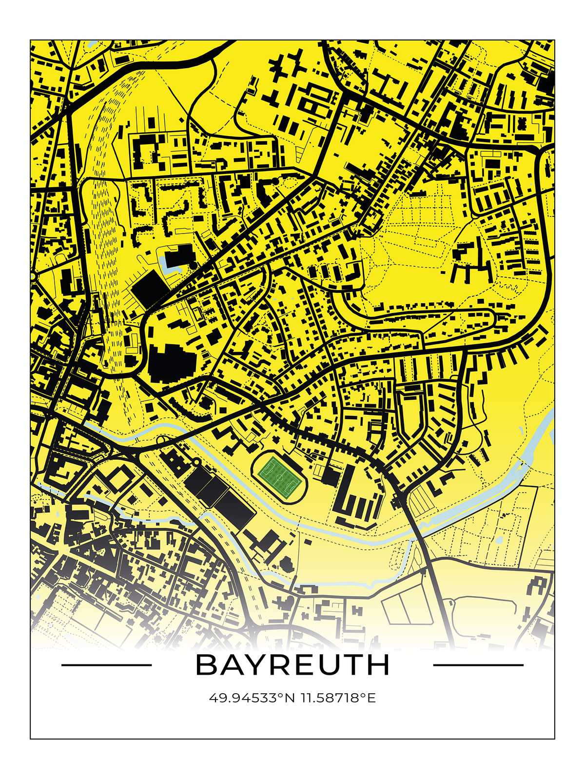 Stadion Poster Bayreuth, Fußball Karte, Fußball Poster