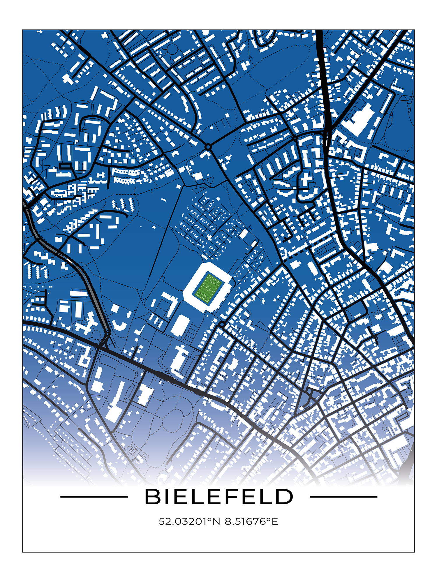 Stadion Poster Bielefeld, Fußball Karte, Fußball Poster