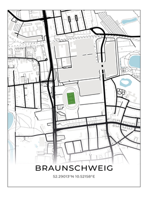 Stadion Poster Braunschweig, Fußball Karte, Fußball Poster