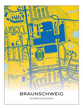 Stadion Poster Braunschweig, Fußball Karte, Fußball Poster