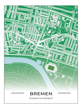 Stadion Poster Bremen, Fußball Karte, Fußball Poster