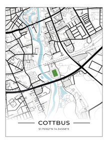 Stadion Poster Cottbus, Fußball Karte, Fußball Poster