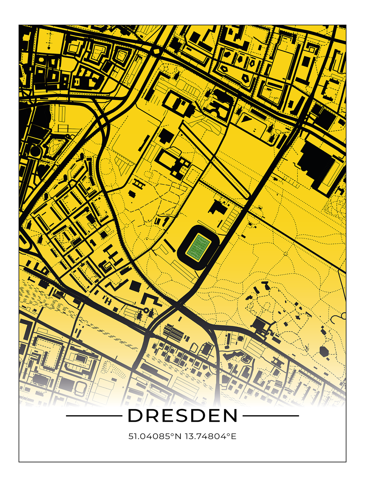 Stadion Poster Dresden, Fußball Karte, Fußball Poster