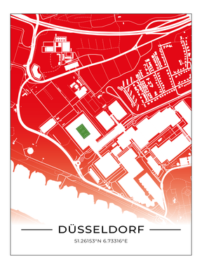 Stadion Poster Düsseldorf, Fußball Karte, Fußball Poster